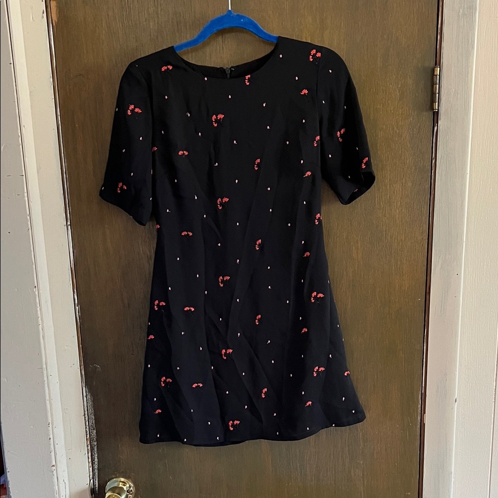 Honey Belle Black Mini Dress with Embroidered Flower Details Small